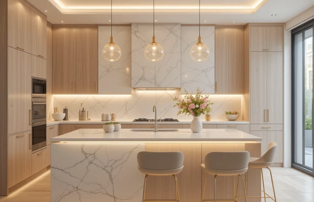 Luxury Marble Kitchen Concept View 1